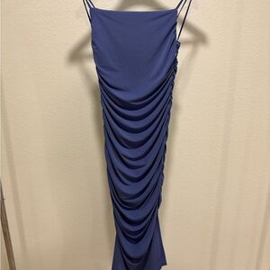 Abercrombie & Fitch Indigo Ruched Midi Dress